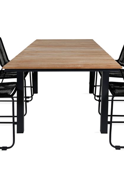 Mexico förlängningsbar matgrupp utomhus 160cm + 6 lindos matstolar - svart