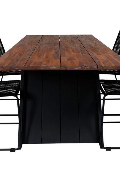 Doory matgrupp utomhus 250cm + 6 lindos stapelbara matstolar - svart
