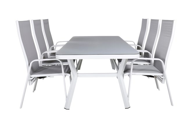 Virya matgrupp utomhus 200cm + 6 copacabana reclinerstolar - svart