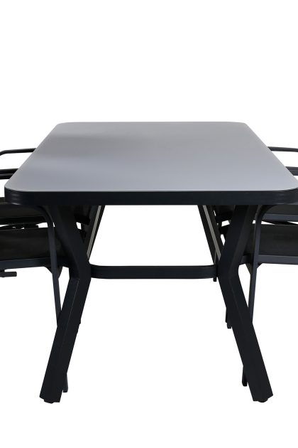 Virya matgrupp utomhus 160cm + 4 copacabana reclinerstolar - svart