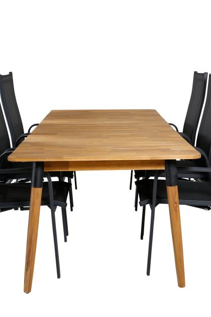 Julian matgrupp utomhus 210cm + 6 copacabana reclinerstolar - svart/brun