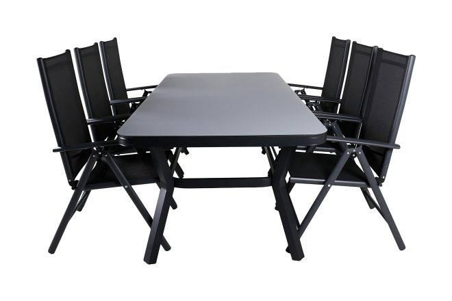 Virya matgrupp utomhus 200cm + 6 break positionsstolar - brun/vit