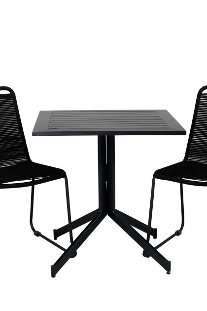 Way matgrupp utomhus 70cm + 2 lindos stapelbara matstolar - brun/vit