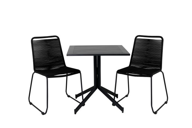 Way matgrupp utomhus 70cm + 2 lindos stapelbara matstolar - brun/vit