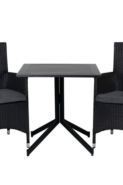 Way caféset 70 cm + 2 malin karmstolar - svart