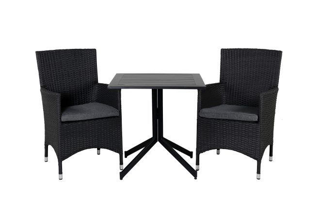 Way caféset 70 cm + 2 malin karmstolar - svart