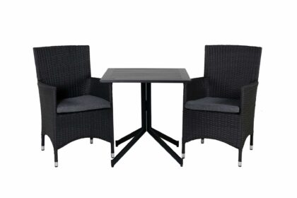 Way caféset 70 cm + 2 malin karmstolar - svart