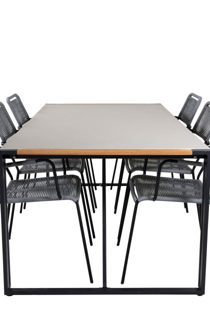 Texas matgrupp 200cm + 6 lindos karmstolar - vit