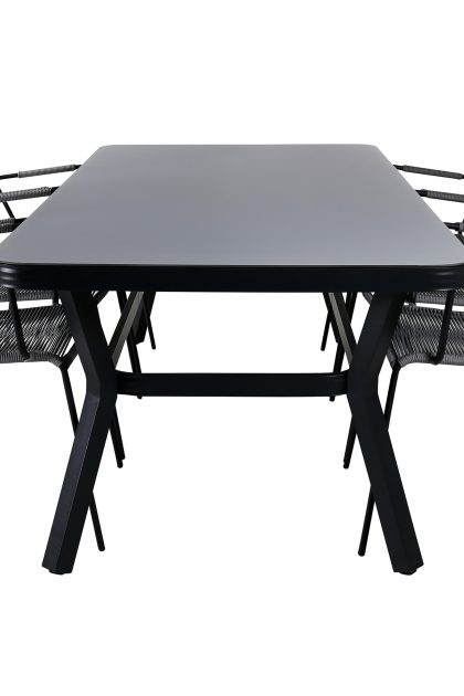 Virya matgrupp utomhus 200cm + 6 lindos karmstolar - vit
