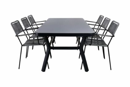 Virya matgrupp utomhus 200cm + 6 lindos karmstolar - vit