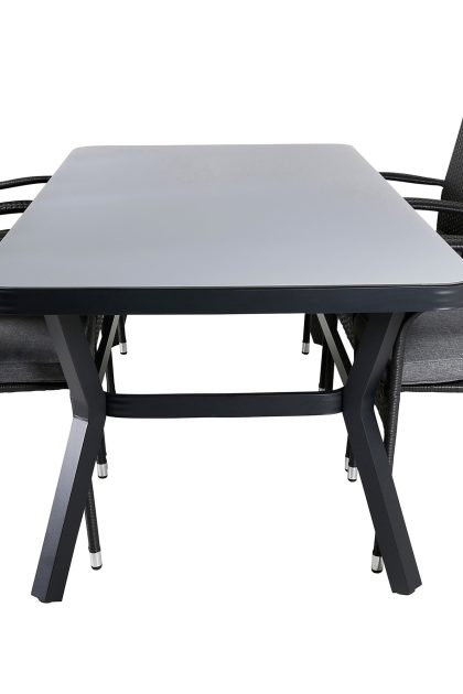 Virya matgrupp utomhus 200cm + 6 anna matstolar - svart/grå