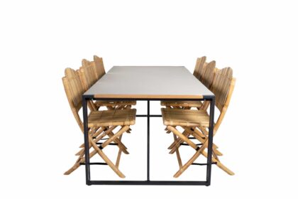 Texas matgrupp utomhus 200cm + 6 cane matstolar - vit