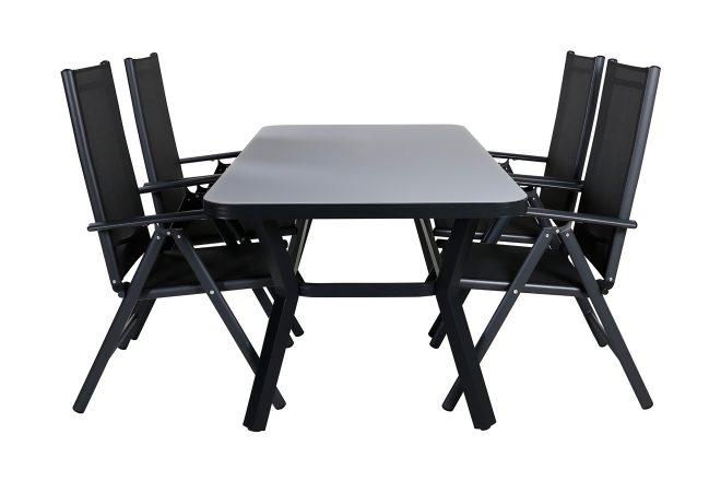 Virya matgrupp utomhus 160cm + 4 break positionsstolar - vit