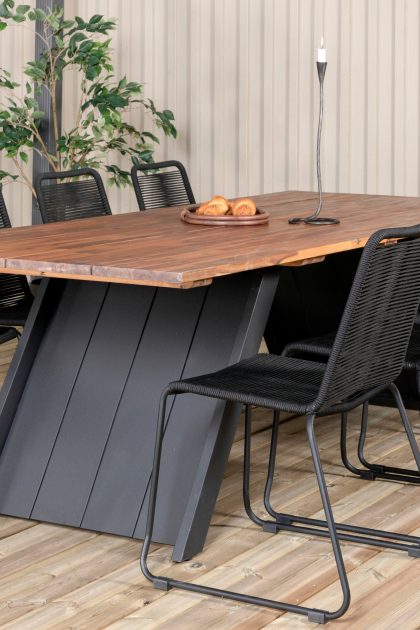 Doory matgrupp utomhus 250cm + 8 lindos stapelbara matstolar - vit