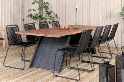 Doory matgrupp utomhus 250cm + 8 lindos stapelbara matstolar - vit