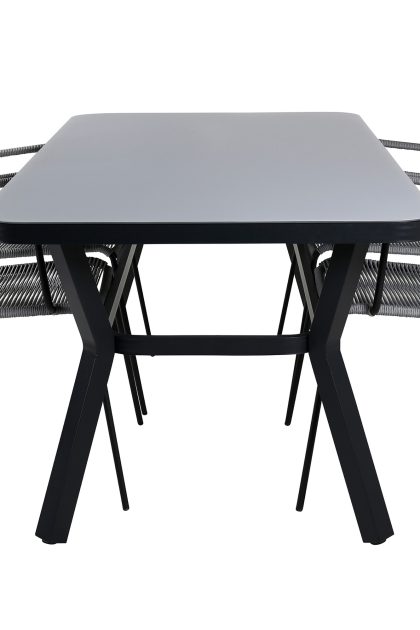 Virya matgrupp utomhus 160cm + 4 lindos karmstolar - vit