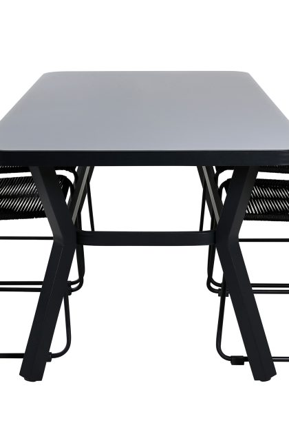 Virya matgrupp utomhus 160cm + 4 lindos stapelbara matstolar - vit