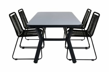 Virya matgrupp utomhus 160cm + 4 lindos stapelbara matstolar - vit