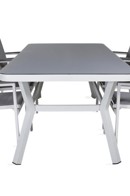Virya matgrupp utomhus 200cm + 6 parma matstolar - vit/grå