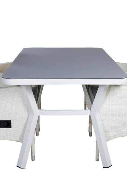 Virya matgrupp utomhus 160cm + 4 padova reclinerstolar - svart/natur