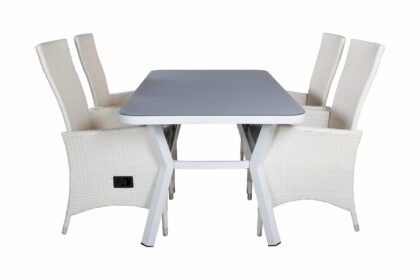 Virya matgrupp utomhus 160cm + 4 padova reclinerstolar - svart/natur