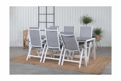 Matgrupp break 205cm + 6 albany positionsstolar grå/vit - venture home