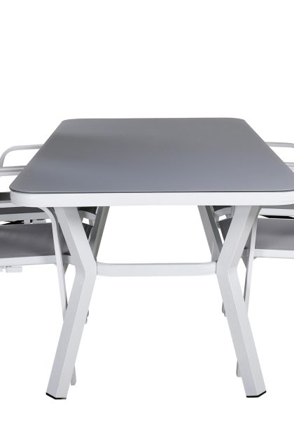 Virya matgrupp utomhus 160cm + 4 copacabana reclinerstolar - svart/brun