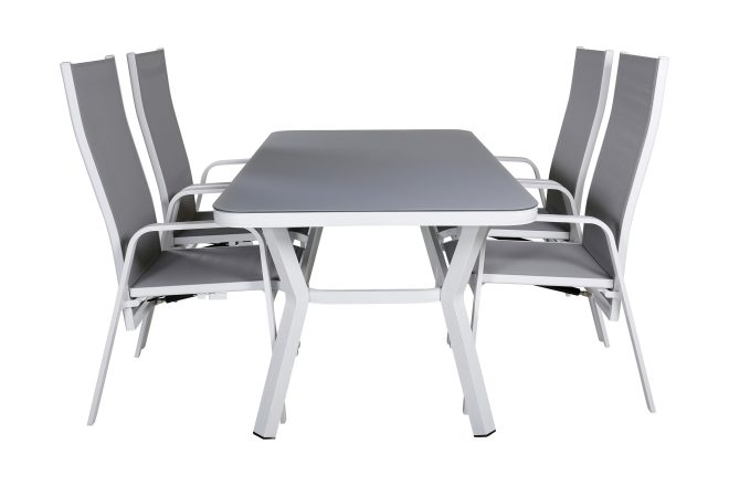 Virya matgrupp utomhus 160cm + 4 copacabana reclinerstolar - svart/brun