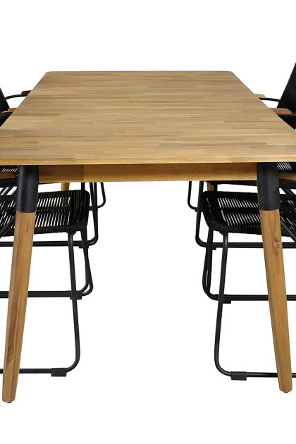Julian matgrupp utomhus 210cm + 6 bois karmstolar - svart/grå
