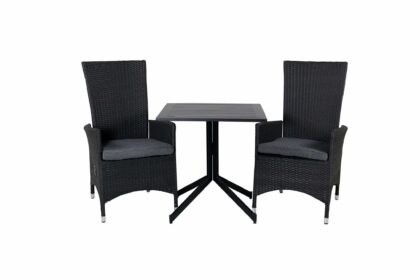Way matgrupp utomhus 70cm + 2 padova reclinerstolar - svart/grå
