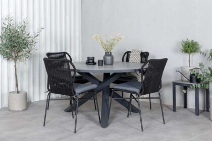Parma matgrupp utomhus rund Ø140cm + 4 julian matstolar - svart/grå
