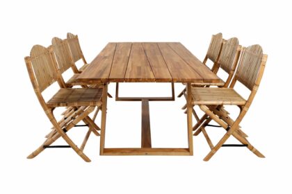 Plankton matgrupp utomhus 220cm + 6 cane matstolar - svart/grå