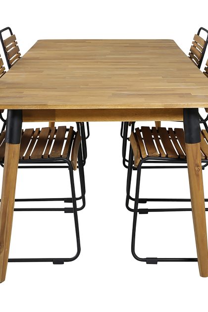 Julian matgrupp utomhus 210cm + 6 bois matstolar - svart/grå