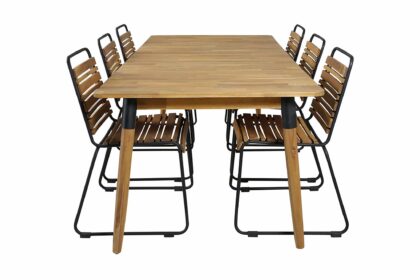 Julian matgrupp utomhus 210cm + 6 bois matstolar - svart/grå