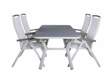 Virya matgrupp 160cm + 4 albany positionsstolar - vit/grå