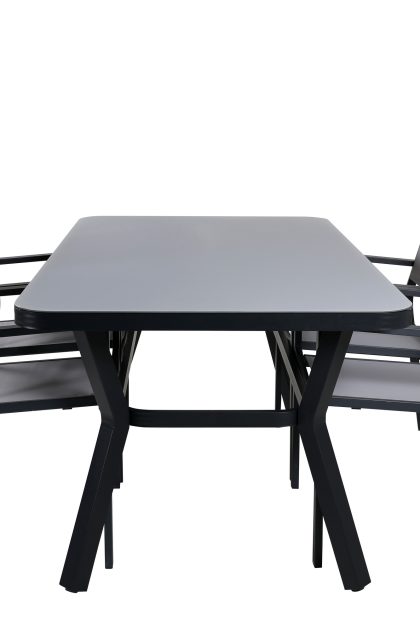 Virya matgrupp utomhus + 4 copacabana karmstolar - svart/grå
