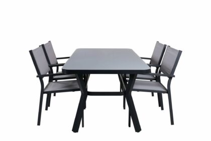 Virya matgrupp utomhus + 4 copacabana karmstolar - svart/grå