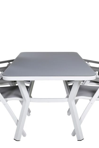 Virya matgrupp utomhus 160cm + 4 albany positionsstolar - vit/grå
