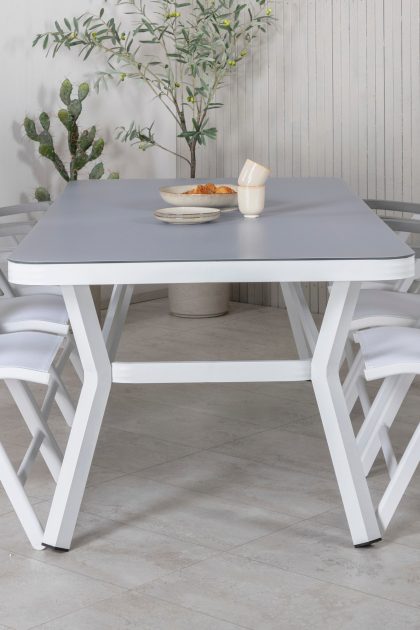 Virya matgrupp utomhus 200cm + 6 albany positionsstolar - vit/grå