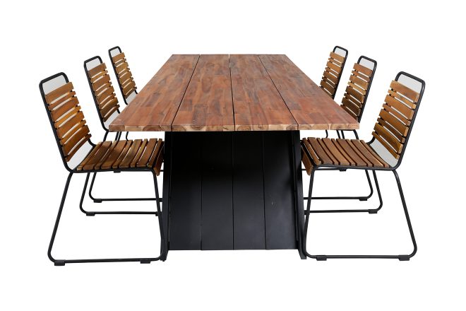 Doory matgrupp utomhus 250cm + 6 bois matstolar - svart/grå