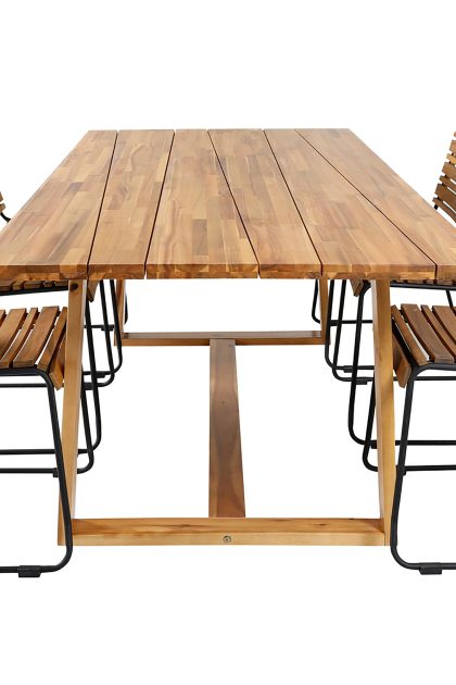 Plankton matgrupp utomhus 220cm + 6 bois matstolar - brun/vit