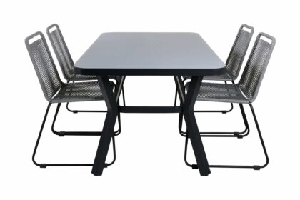 Virya matgrupp utomhus 160cm + 4 lindos matstolar - brun/vit