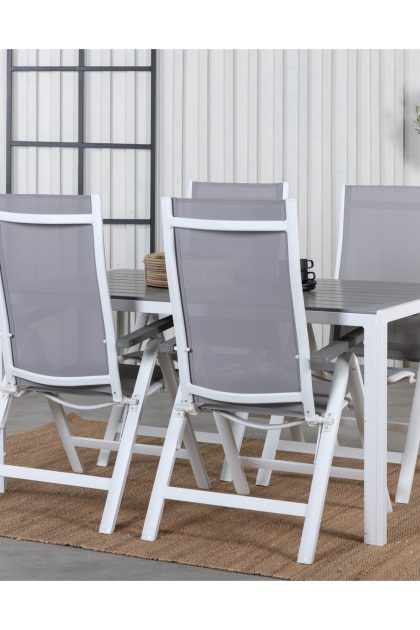 Matgrupp break 150cm + 4 albany positionsstolar vit/grå - venture home