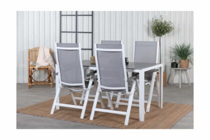 Matgrupp break 150cm + 4 albany positionsstolar vit/grå - venture home