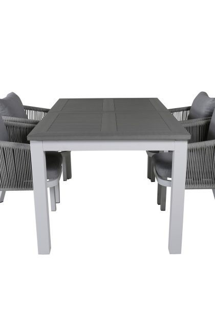 Albany förlängningsbar matgrupp utomhus 152cm + 4 virya stolar - grå/vit