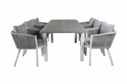 Albany förlängningsbar matgrupp utomhus 152cm + 6 virya stolar - svart/natur