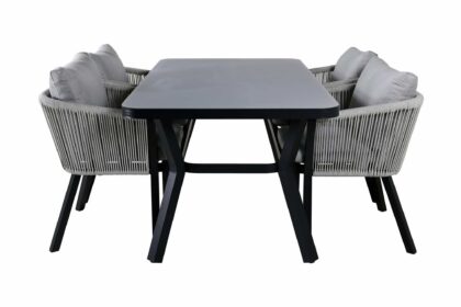Virya matgrupp utomhus 160cm + 4 matstolar - svart/natur