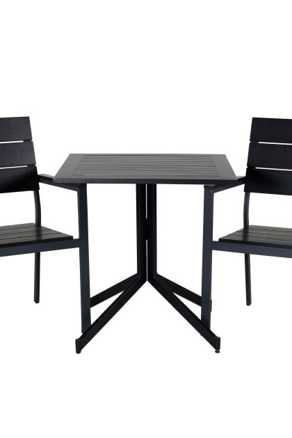 Way matgrupp utomhus 70cm + 2 levels stapelbara matstolar - svart