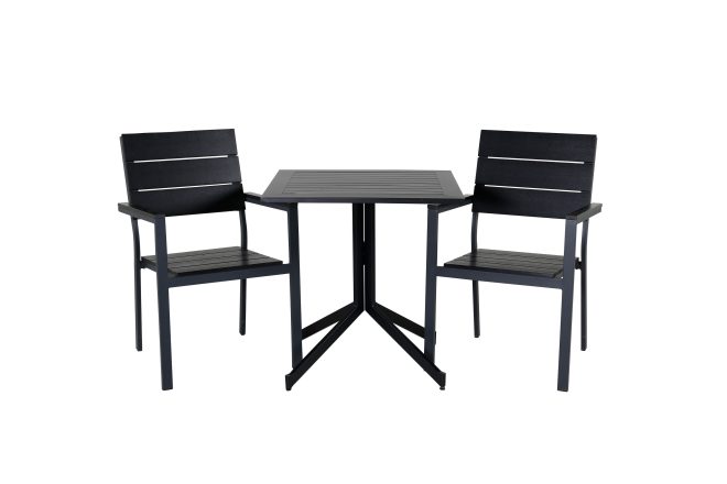 Way matgrupp utomhus 70cm + 2 levels stapelbara matstolar - svart