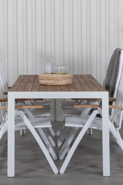 Bois matgrupp utomhus 205cm + 6 panama positionsstolar - svart/natur
